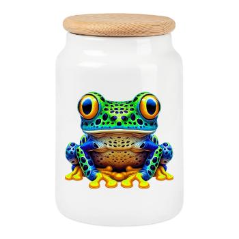 Frosch - Keksdose mit Holzdeckel - Weiß - Vorne