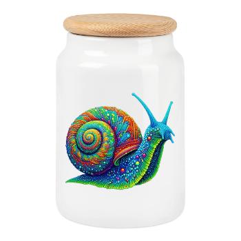 Schnecke - Keksdose mit Holzdeckel - Weiß - Vorne