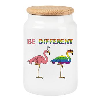 être différent - Boîte à biscuits avec couvercle en bois - blanc - Devant
