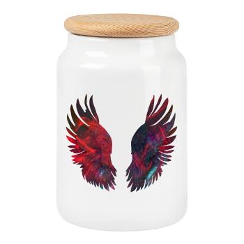 Ailes de Feu Luminescentes - Boîte à biscuits avec couvercle en bois - blanc - Devant