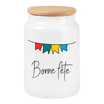 HAPPY FATHER'S DAY. DAD. FATHER'S DAY. FATHER - Cookie Jar with Wooden Lid - white - Front