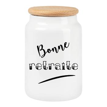 HAPPY RETIREMENT - Cookie Jar with Wooden Lid - white - Front