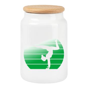Gymnaste Gymnastique Club de gymnastique Gymnastique Gymnastique - Boîte à biscuits avec couvercle en bois - blanc - Devant