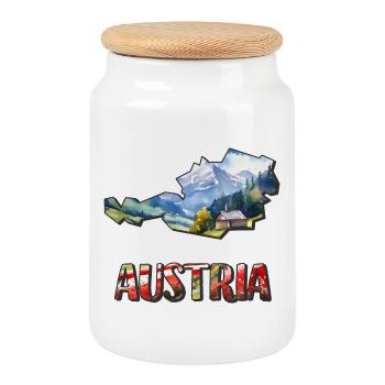 Carte à l’aquarelle de l’Autriche - Boîte à biscuits avec couvercle en bois - blanc - Devant