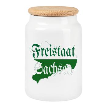 État libre de Saxe vert blanc - Boîte à biscuits avec couvercle en bois - blanc - Devant