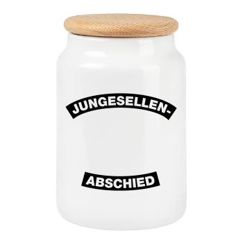 Junggesellenabschied Rahmen Element 1C (MC-Style) - Keksdose mit Holzdeckel - Weiß - Vorne