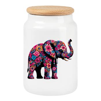 Elefant - Keksdose mit Holzdeckel - Weiß - Vorne