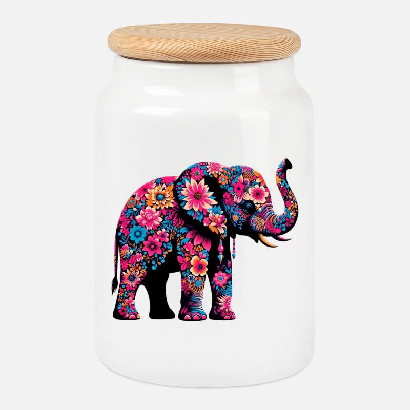 Elefant - Keksdose mit Holzdeckel - Weiß