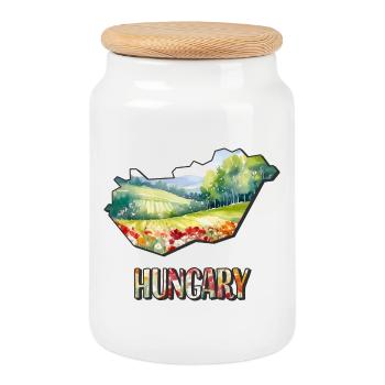 Carte à l’aquarelle de la Hongrie - Boîte à biscuits avec couvercle en bois - blanc - Devant