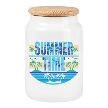 Summer Time - Keksdose mit Holzdeckel - Weiß - Vorne