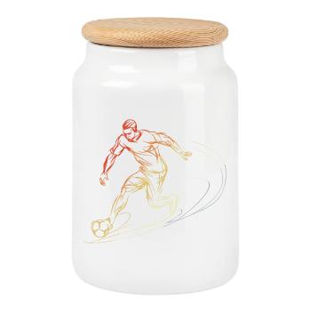 Soccer Player Sketch Vintage - Cookie Jar with Wooden Lid - white - Front