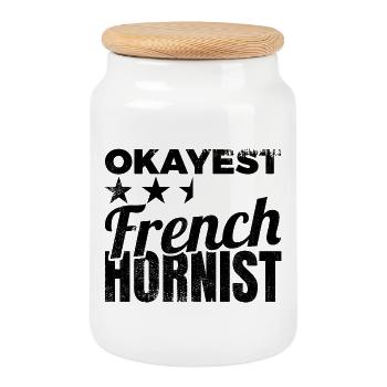 Okayest French horn player - Cookie Jar with Wooden Lid - white - Front