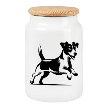 Jack Russell Terrier - Keksdose mit Holzdeckel - Weiß - Vorne