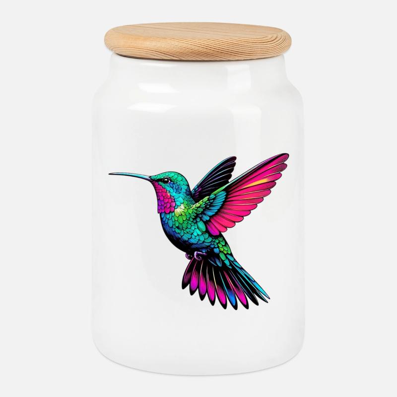 Kolibri - Keksdose mit Holzdeckel - Weiß