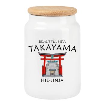 Takayama, Hida, Hie-jinja, Gifu Prefecture, Japan - Cookie Jar with Wooden Lid - white - Front