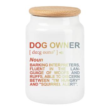 Signification du propriétaire de chien - Boîte à biscuits avec couvercle en bois - blanc - Devant
