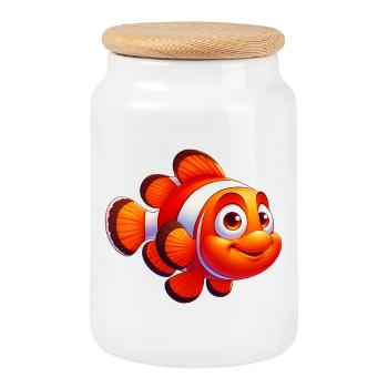 Clownfish - Cookie Jar with Wooden Lid - white - Front