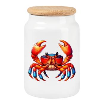 Crabe - Boîte à biscuits avec couvercle en bois - blanc - Devant