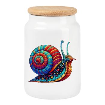 Snail - Cookie Jar with Wooden Lid - white - Front