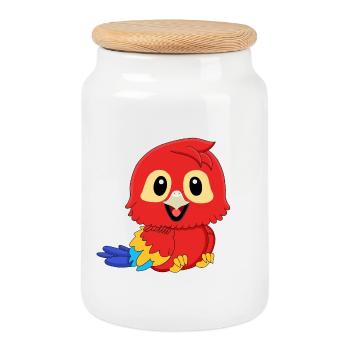 Parrot Red Macaw - Cookie Jar with Wooden Lid - white - Front