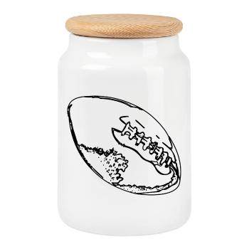 American Football Ball Graphic - Cookie Jar with Wooden Lid - white - Front
