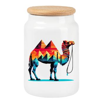 Camel - Cookie Jar with Wooden Lid - white - Front
