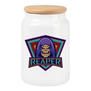 Grim Reaper Reaper. - Cookie Jar with Wooden Lid - white - Front