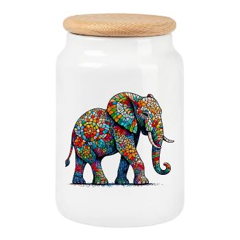 Elefant - Keksdose mit Holzdeckel - Weiß - Vorne
