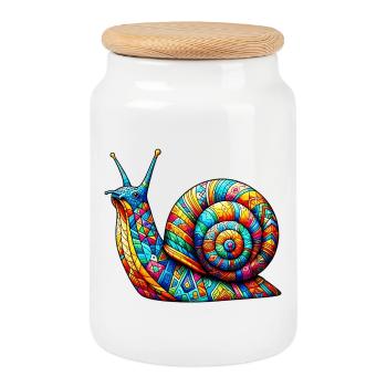 Schnecke - Keksdose mit Holzdeckel - Weiß - Vorne