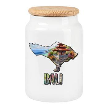 Aquarell Landkarte Bali - Keksdose mit Holzdeckel - Weiß - Vorne