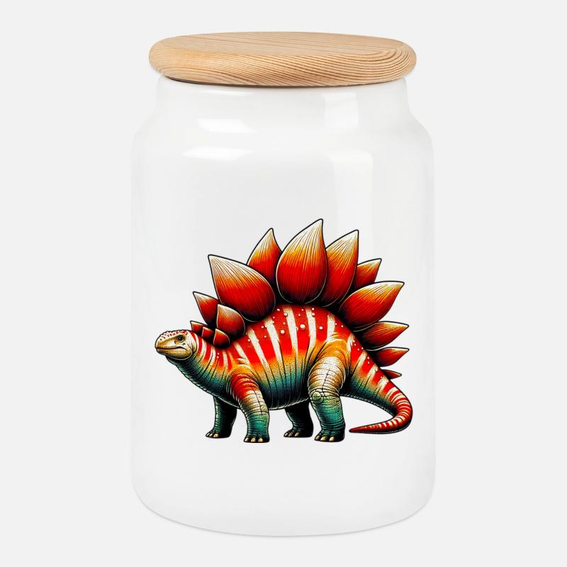 Dinosaurier - Keksdose mit Holzdeckel - Weiß