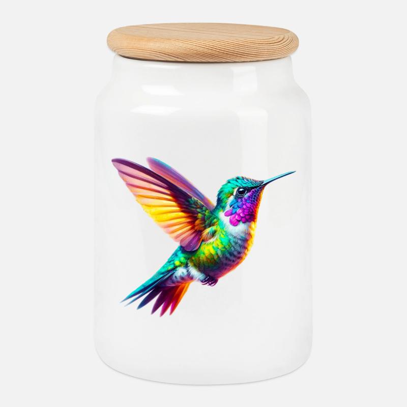 Kolibri - Keksdose mit Holzdeckel - Weiß
