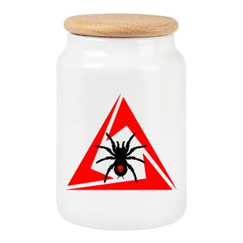 Spider - Cookie Jar with Wooden Lid - white - Front
