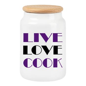 Passion for cooking - Cookie Jar with Wooden Lid - white - Front