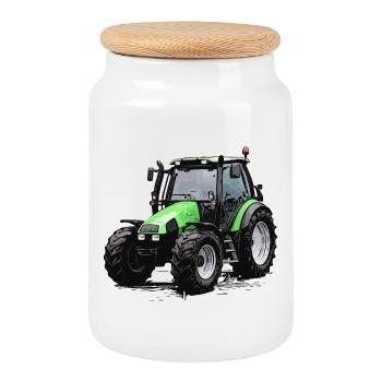 Agrotron 100 - Keksdose mit Holzdeckel - Weiß - Vorne