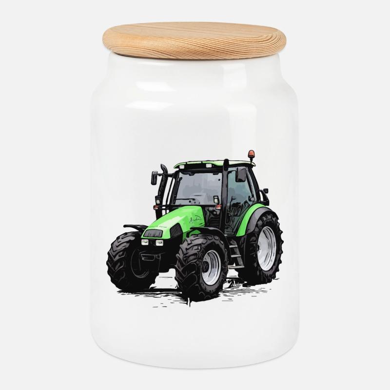 Agrotron 100 - Keksdose mit Holzdeckel - Weiß