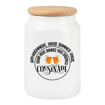 apparemment nous sommes cousinade a personnaliser - Boîte à biscuits avec couvercle en bois - blanc - Devant