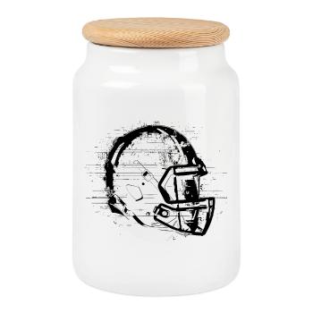 Football Helmet - Cookie Jar with Wooden Lid - white - Front
