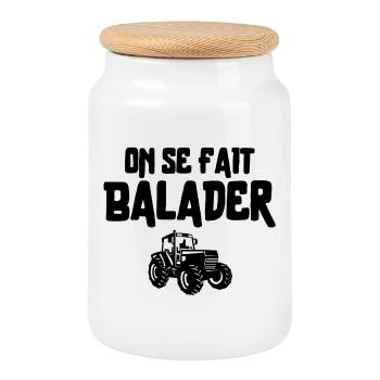 paysan, agriculteur, fermier, tracteur - Boîte à biscuits avec couvercle en bois - blanc - Devant