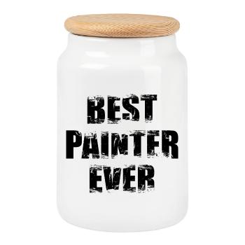 Meilleur peintre et vernisseur - Boîte à biscuits avec couvercle en bois - blanc - Devant