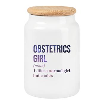 Obstetrics Obstetrics Obstetrics - Cookie Jar with Wooden Lid - white - Front