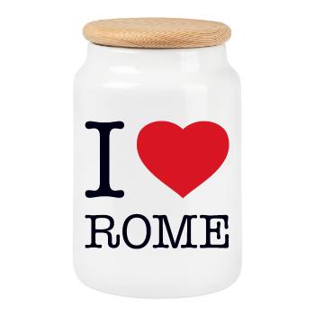 J’AIME ROME Rom Italie Italien - Boîte à biscuits avec couvercle en bois - blanc - Devant