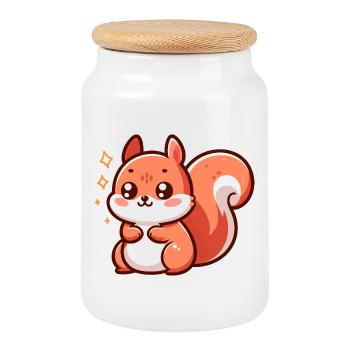 Mignon petit écureuil - Boîte à biscuits avec couvercle en bois - blanc - Devant