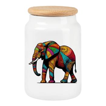 Elefant - Keksdose mit Holzdeckel - Weiß - Vorne