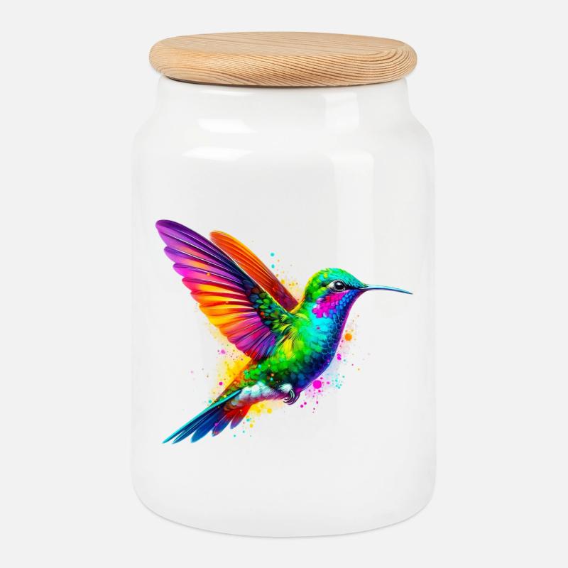 Kolibri - Keksdose mit Holzdeckel - Weiß
