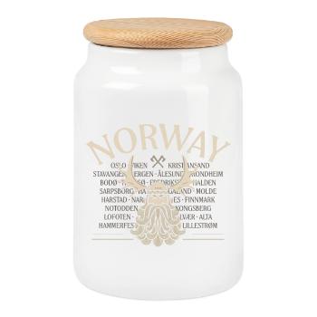 Norvège - Barbe de Viking - Mousses - Boîte à biscuits avec couvercle en bois - blanc - Devant