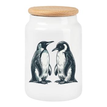 Pinguine - Keksdose mit Holzdeckel - Weiß - Vorne