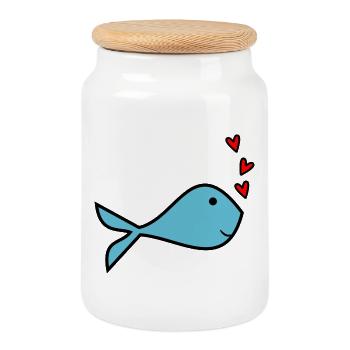 POISSON. MEMOIRE. SARDINE. POISSON D'AVRIL. MER - Boîte à biscuits avec couvercle en bois - blanc - Devant
