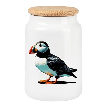 Macareux - Boîte à biscuits avec couvercle en bois - blanc - Devant
