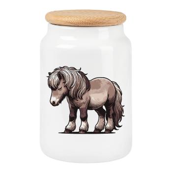 Pony - Cookie Jar with Wooden Lid - white - Front